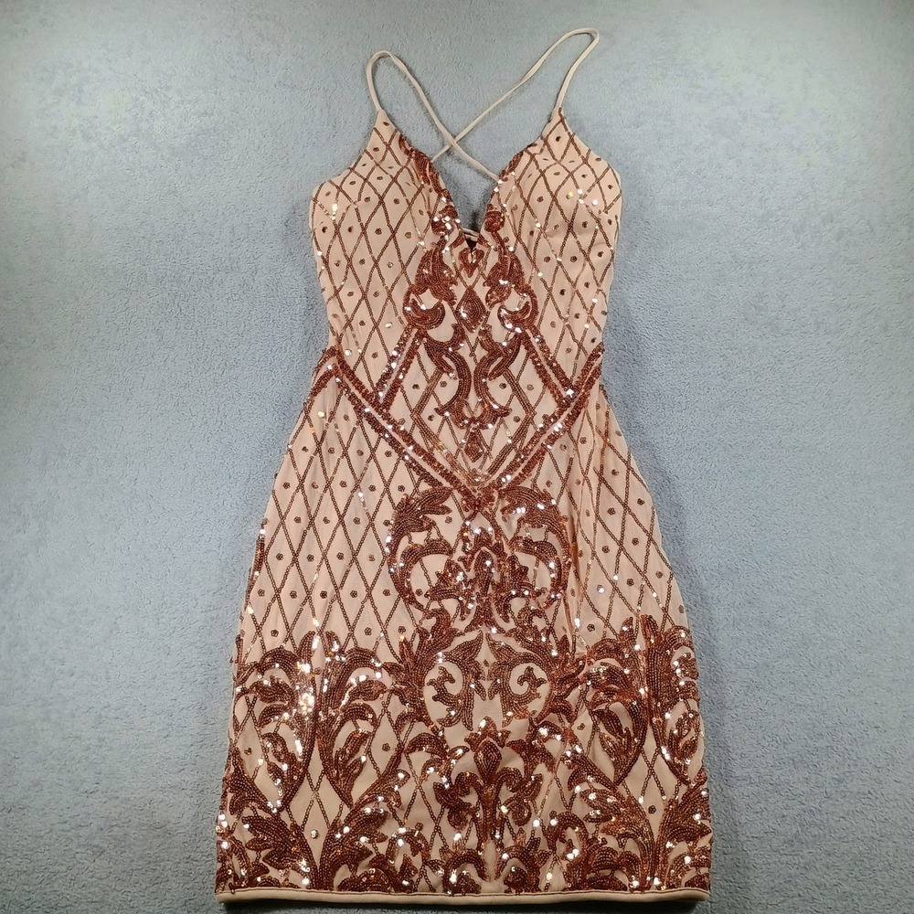 Sequin Embellished Blush Mini Dress